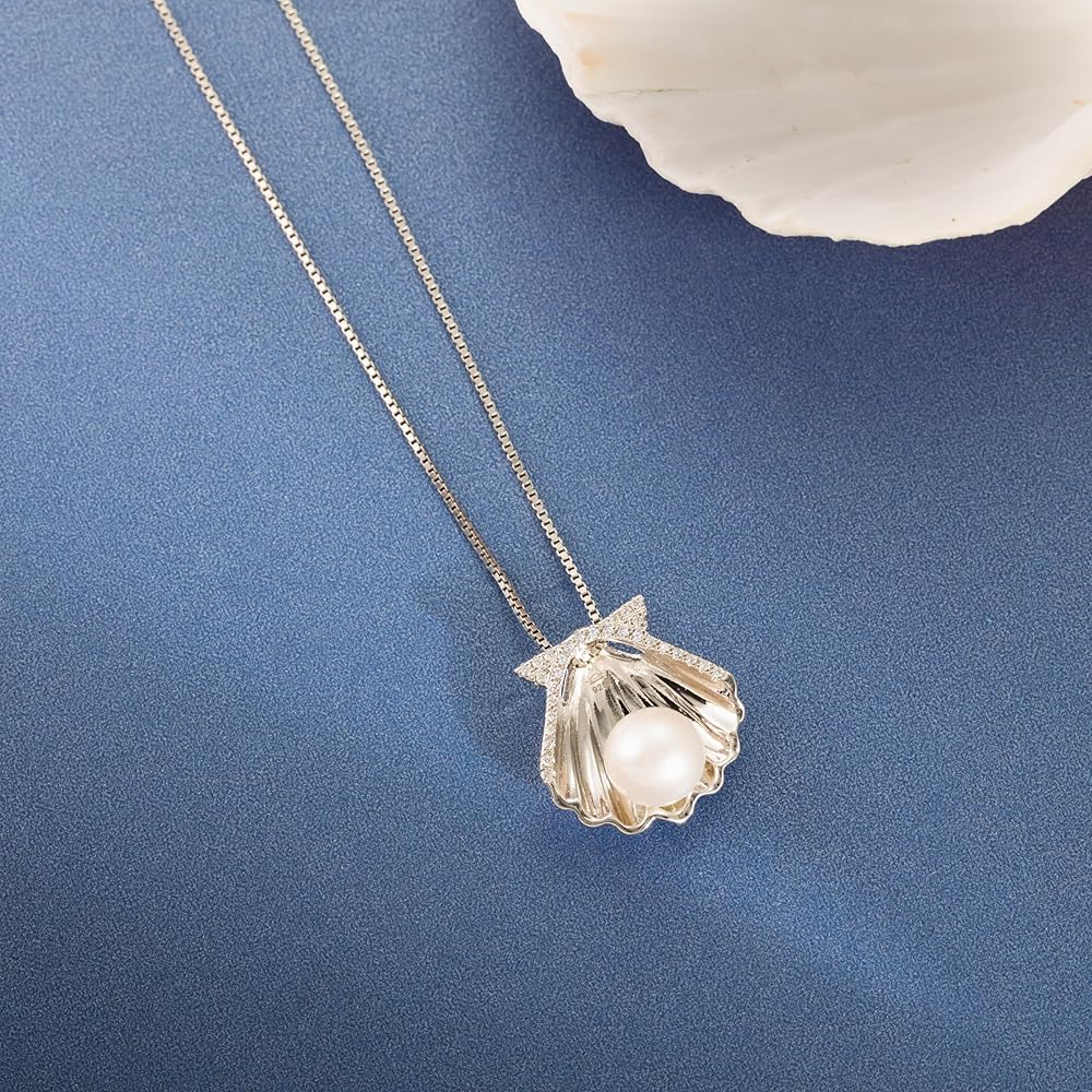 Amazon.com: 925 Sterling Silver Topaz Pearl in Seashell